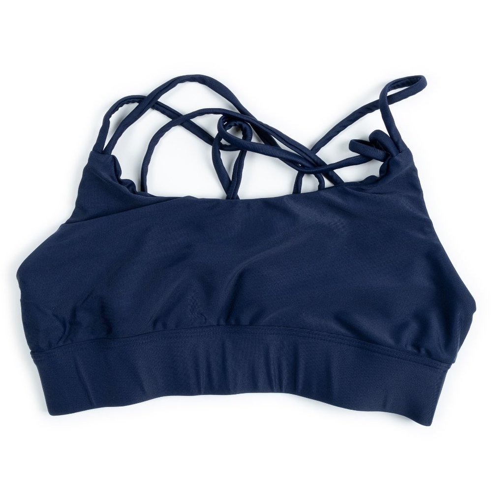 NEW VIE ACTIVE navy Lola Bra Yoga Club strappy sports bra